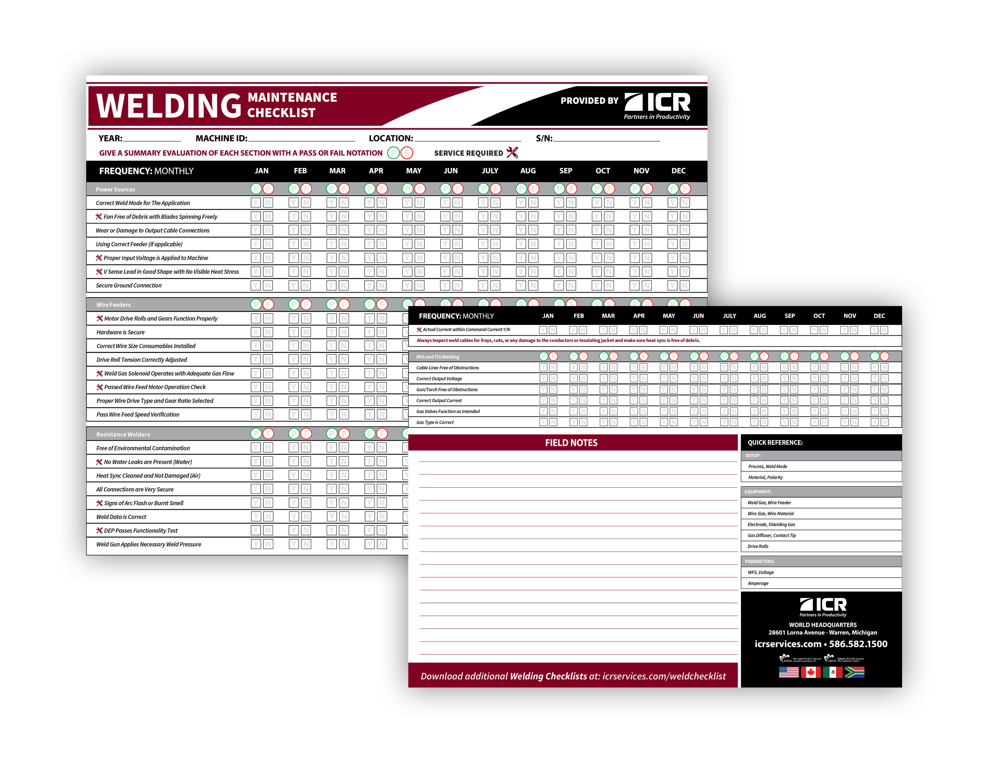 welding machine checklist