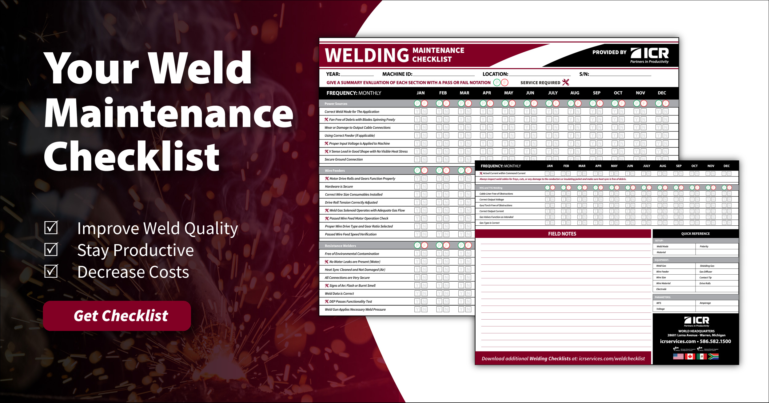 Welding Preventative Maintenance Checklist Graphic